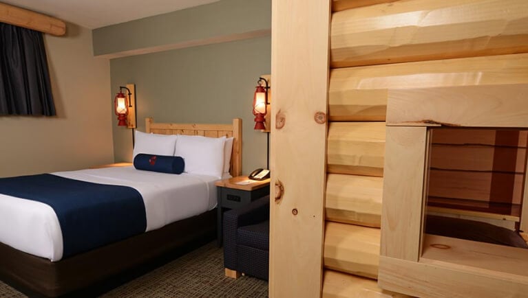 The bed in the accessible KidCabin Suite